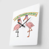 クラブフラミンゴアゴーゴー スクエア壁時計 (傾斜)