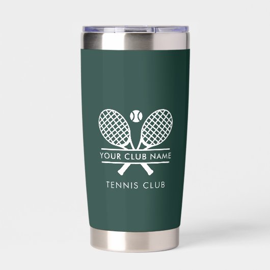 クラブ名を追加するテニススポーツグリーン任意の色 保温保冷タンブラー (正面)