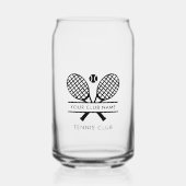 クラブ名を追加するテニススポーツブラックカスタム ガラス缶 (正面)