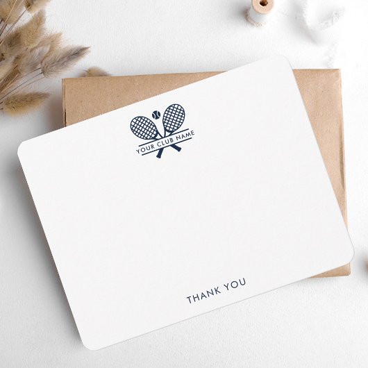 クラブ名を追加するテニススポーツNavy Blue サンキューカード
