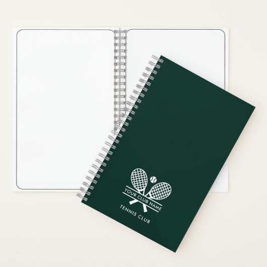 クラブ名を追加するテニスチームグリーンスワッグ ノートブック (内側)