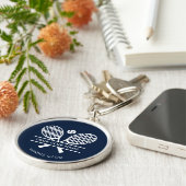 クラブ名を追加するテニスチームNavy Blue カスタム キーホルダー (側面)