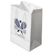 クラブ名を追加するテニスチームNavy Blue ミディアムペーパーバッグ (裏面アングル)