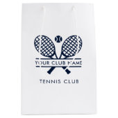 クラブ名を追加するテニスチームNavy Blue ミディアムペーパーバッグ (正面)