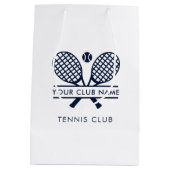 クラブ名を追加するテニスチームNavy Blue ミディアムペーパーバッグ (裏面)