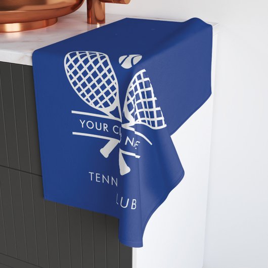 クラブ名を追加するLawn Tennisチームブルーカスタム ハンドタオル