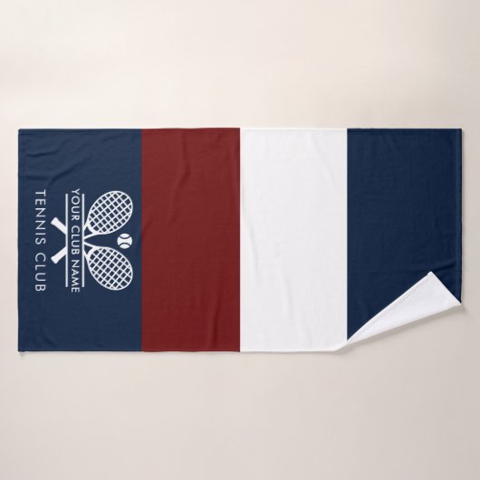 クラブ名テニスチームのカラーブロックを追加カスタムする バスタオル (バスタオル)