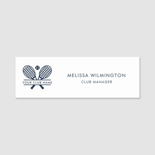 クラブ名テニスチームの追加オフィスマネージャー 名札 (正面)