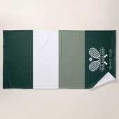 クラブ名テニスラケットカラーブロックグリーンを追加 ビーチタオル (正面)