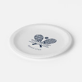 クラブ名モダンテニスアイコンNavy Blueロゴ ペーパープレート (アングル)