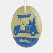 クラブ名ユニーク付きクリスマスゴルフカート ガラスオーナメント (正面左)
