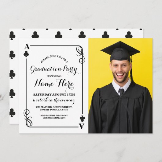 クラブ遊ズカードベガス卒業パーティー写真 招待状 (正面/裏面)