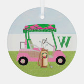 クラブ魅力的モノグラム付きクリスマスゴルフカート ガラスオーナメント (裏面)