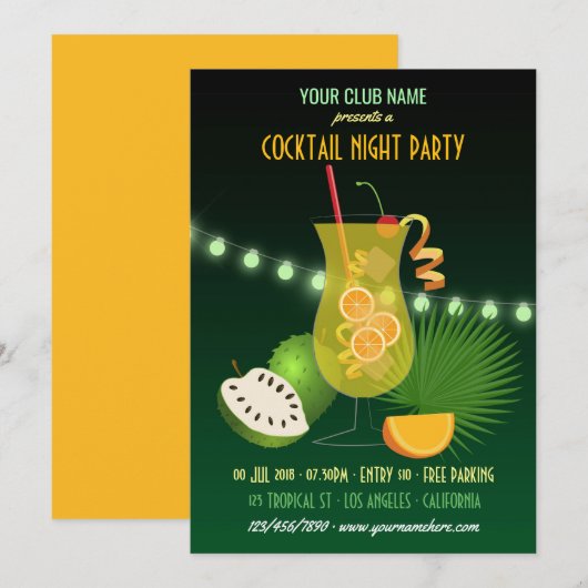 クラブ/コーポレートカクテルナイトパーティー招待状 招待状 (正面/裏面)