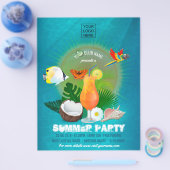 クラブ/サマー企業のパーティー追加フォト招待状 チラシ (シングル)