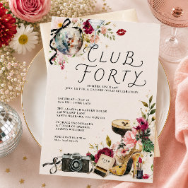 クラブ・フォーティ ガーデンディスコ 40歳の誕生日パーティーの招待状 招待状