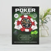 クラブ/企業のカジノをテーマにしたトランプのポーカーナイトフォト 招待状 (スタンド正面)