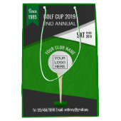 クラブ/企業のゴルフトーナメントのロゴと写真の追加 ミディアムペーパーバッグ (正面)