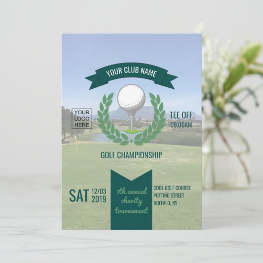 クラブ/企業のゴルフトーナメントの写真とロゴの追加 招待状 (スタンド正面)