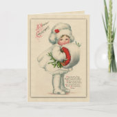 クラプサドルアンティーク白い毛皮のクリスマスガール シーズンカード (正面)