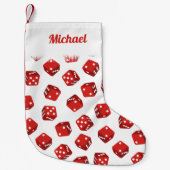 クラプスレッドサイコロカジノをテーマにした スモールクリスマスストッキング (正面)