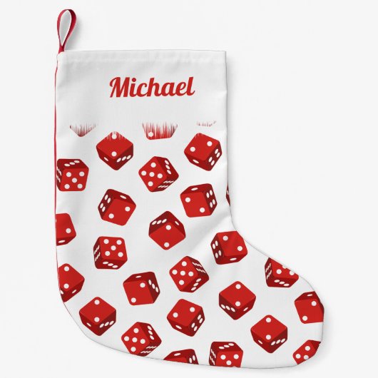 クラプスレッドサイコロカジノをテーマにした スモールクリスマスストッキング (正面)