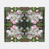 クラベリン春フラワーフラワーフラワーフラワーズ抽象芸術 フリースブランケット (正面(横))