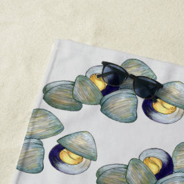 クラムクランベイクロードアイランドニューイングランドのシーフード ビーチタオル