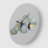 クラムクランベイクロードアイランドニューイングランドのシーフード ラージ壁時計 (傾斜)