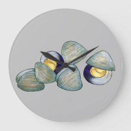 クラムクランベイクロードアイランドニューイングランドのシーフード ラージ壁時計