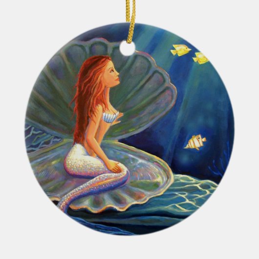 クラムシェルの人魚の芸術のオーナメント セラミックオーナメント (正面)