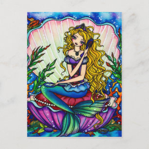クラムシェルマーメイドファンタジーフェアリー絵葉書 ポストカード