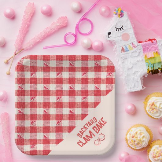 クラムパーティー カジュアル シーフードパーティー ギンガム プラッド ペーパープレート (パーティー)