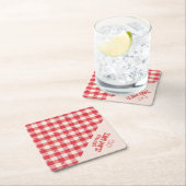 クラムパーティー カジュアル シーフード パーティー ギンガム プラッド スクエアペーパーコースター (インサイチュ)