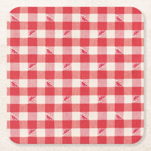 クラムパーティー カジュアル シーフード パーティー ギンガム プラッド スクエアペーパーコースター (正面)