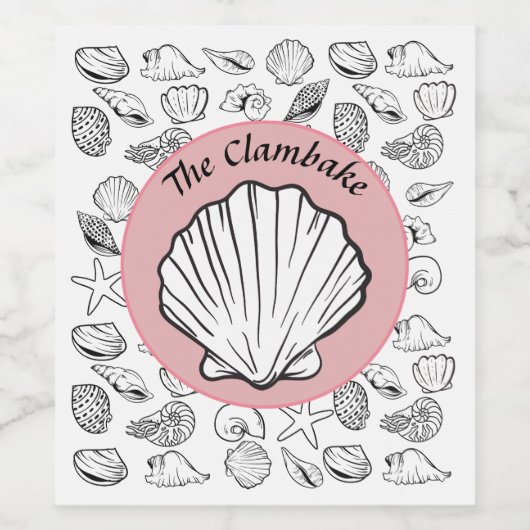 クラムパーティー ピンクのスパークリング ワイン サークル シーシェル パート ワインラベル (シングルラベル)