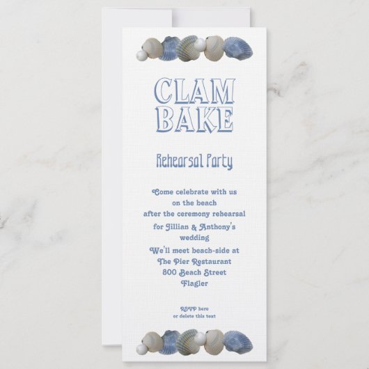 クラムベイクトールズ結婚リハーサルパーティの招待状 招待状 (正面)