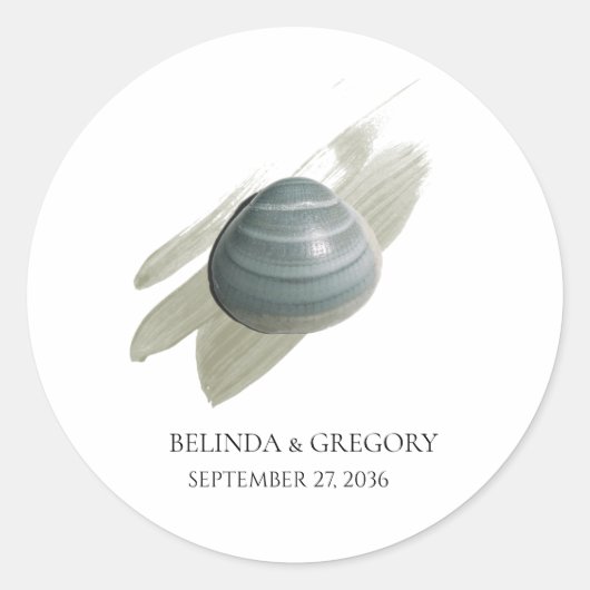 クラム水彩画結婚線 ラウンドシール (正面)