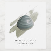 クラム水彩画結婚線 ワインラベル (シングルラベル)