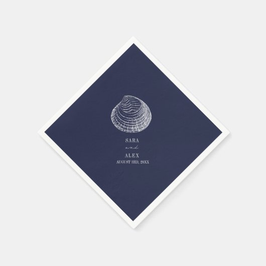 クラム素朴シェルブルービーチ結婚式 スタンダードカクテルナプキン (角)