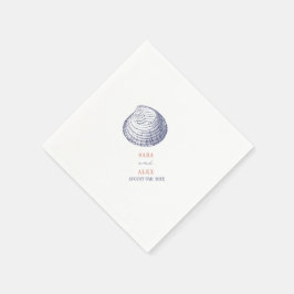 クラム素朴シェルレッド&ブルービーチ結婚式 スタンダードカクテルナプキン