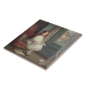 クララヒューズ1902年のポートレート(キャンバスの油) タイル (側面)