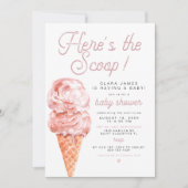 クララレトロアイスクリームこちらスクープ赤ちゃんシャワー 招待状 (正面)
