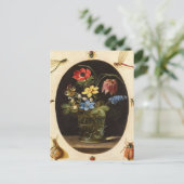 クララ・ピーターズ・ポーによる静物の花と虫 ポストカード (スタンド正面)