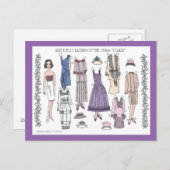 クララ、1920年代アールデコ人形の紙レディ ポストカード (正面/裏面)