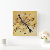 クラリカラフルネットデザイン スクエア壁時計 (ホーム)