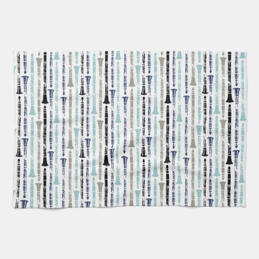 クラリグランジネット – 青とグレー キッチンタオル (横)