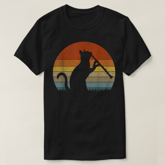 クラリネおもしろいットクラリネットプレーヤーミュージシャンレトロ Tシャツ (デザイン正面)