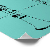 クラリネッツジャズヴィンテージイラストレーション ポスター (角)