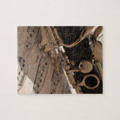 クラリネットおよび音楽シート ジグソーパズル (横)